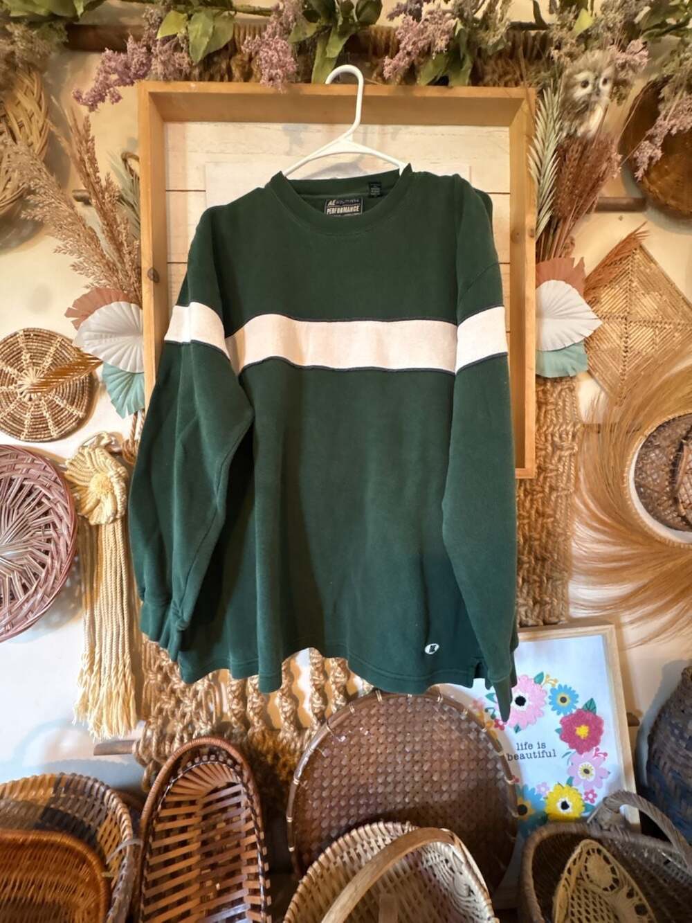 American Eagle Outfitters Y2K shirt  Size L Green Striped